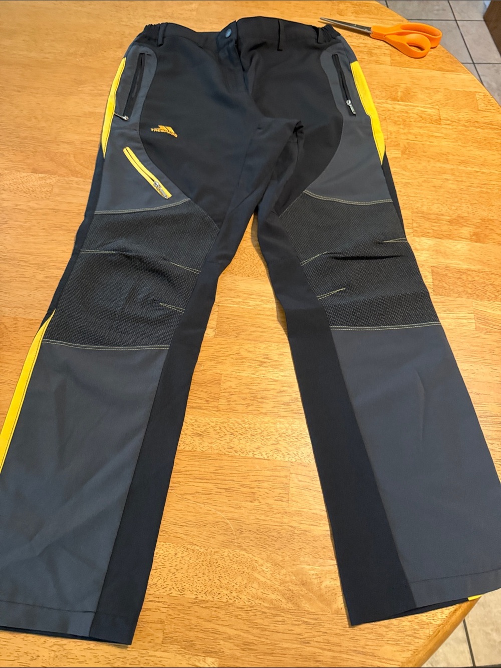 Trespass Black and Yellow Outdoor Cargo Trousers. Hiking pants